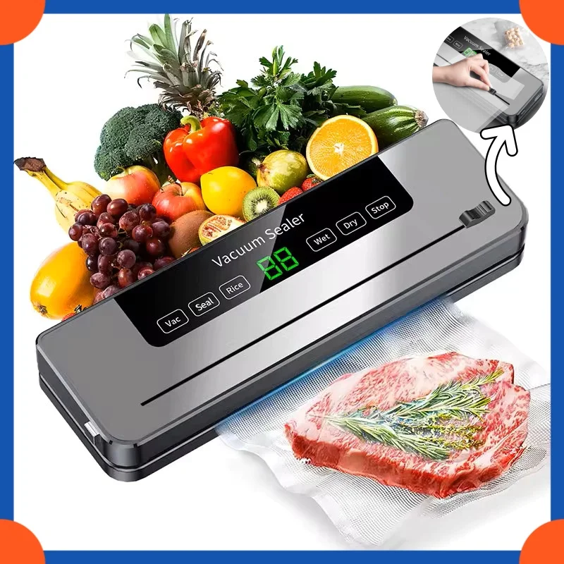 kf-Sc3a45897dc324bc08dd94aa9b95cf071i.webp Vacuum Sealer Kitchen Food Storage Dry/Wet Food Vacuum Packing Machine Household Fresh Food Packing Machine Built-in Cutter - Image 1