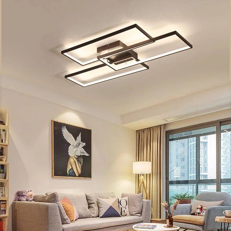 kf-Hbe136c2ad6644137b92a41ea6a9cf2a8N.webp Black/White Color Modern Led Ceiling Lights for livingroom bedroom 110V 220V luces led home decor Dimmable Ceiling Lamp Fixtures - Image 1