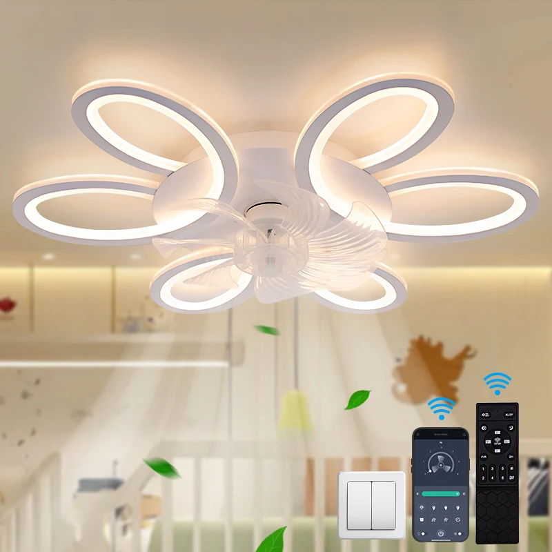 kf-S01ce1b28d4654d5dafe79e391377f0e0a.webp Ceiling Lamp Fan Silent 6 Speed APP Remote Control Intelligence Ceiling Fan with Light 3 Color Dimmable for Kid Room Living Room - Image 1