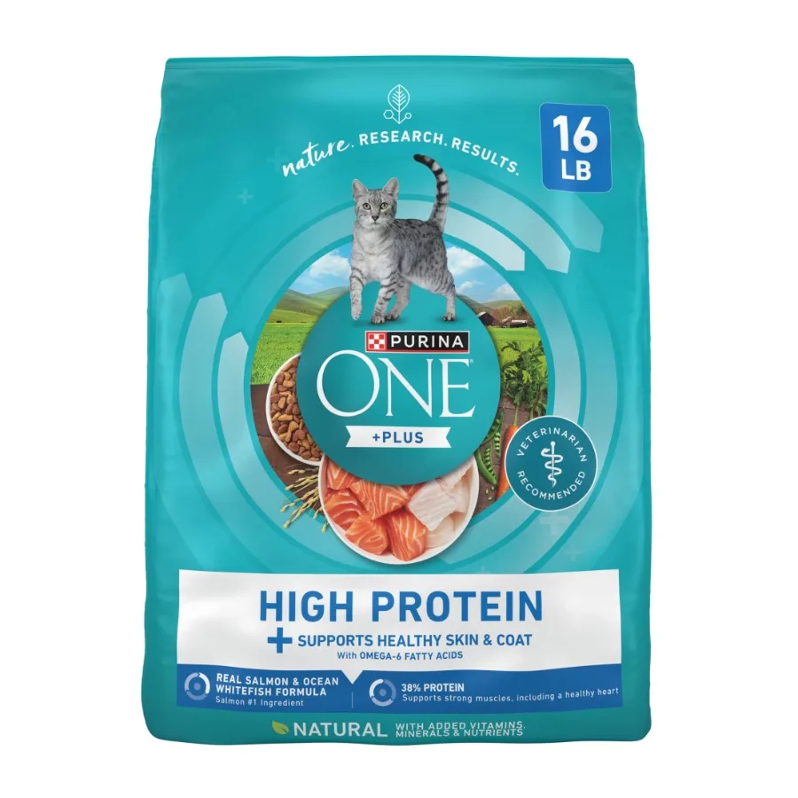 kf-S29618931ca0842e0a57a280c0664dd1cY.webp Natural High Protein Dry Cat Food with Salmon and Ocean Whitefish for Skin and Coat Health 16 lb Bag Rich in Omega Fatty Acids - Image 1