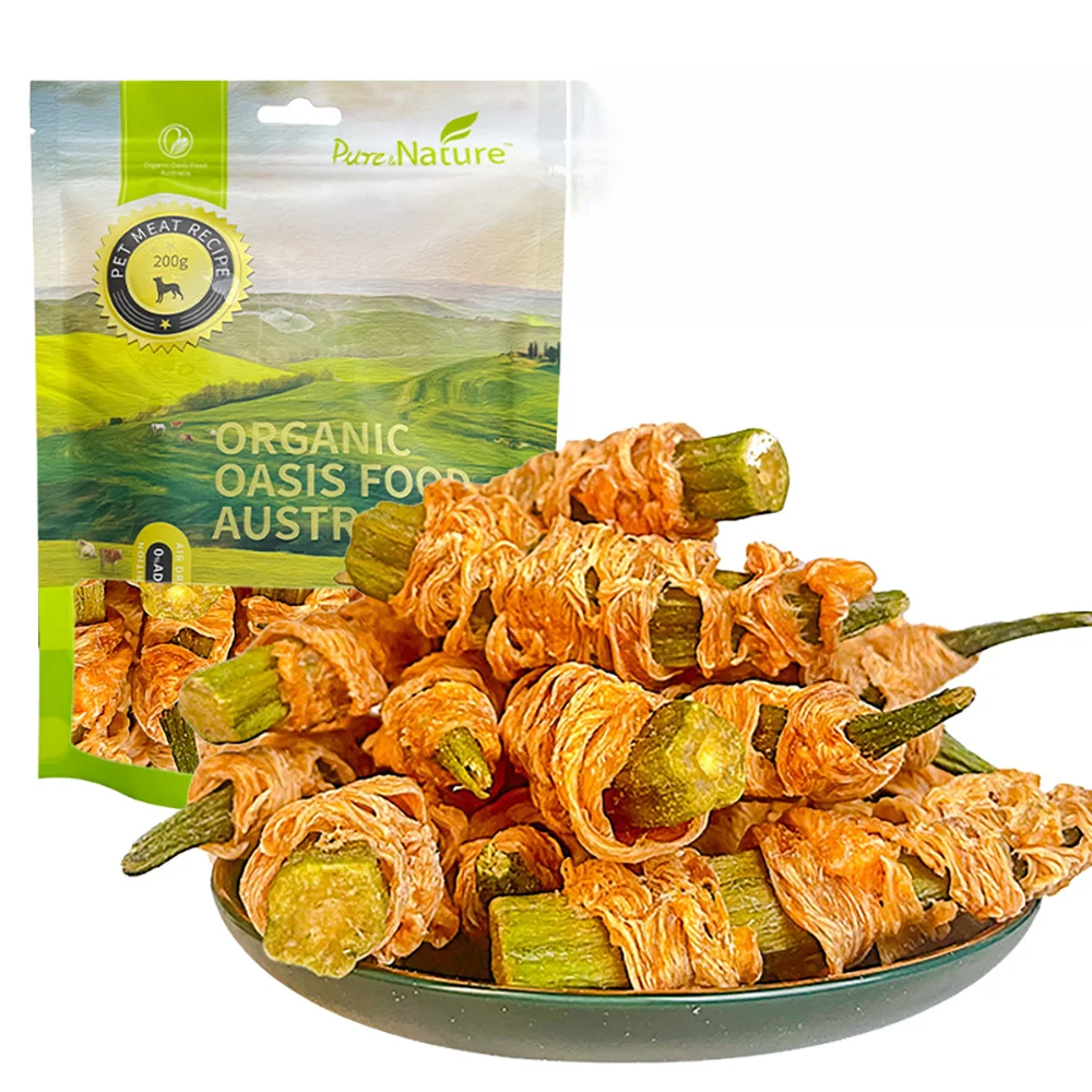 kf-S309f2842551b425fac99620c94aab0895.webp 7.05oz/14.11oz(200g/400g) Chicken Wrapped Okra, All Natural Ingredients, Natural Dog Treats, Healthy, Easily Digestible - Image 1