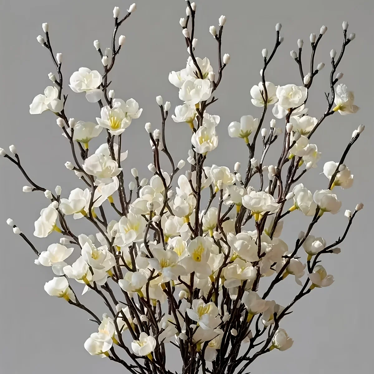 kf-S367b36e3238d4cbcba291191c99f3030W.webp 5 Bundles of Artificial White Long-Stemmed Plum Blossoms - Realistic Jade Flowers,for Outdoor/Indoor Decor,Suitable for Home - Image 1