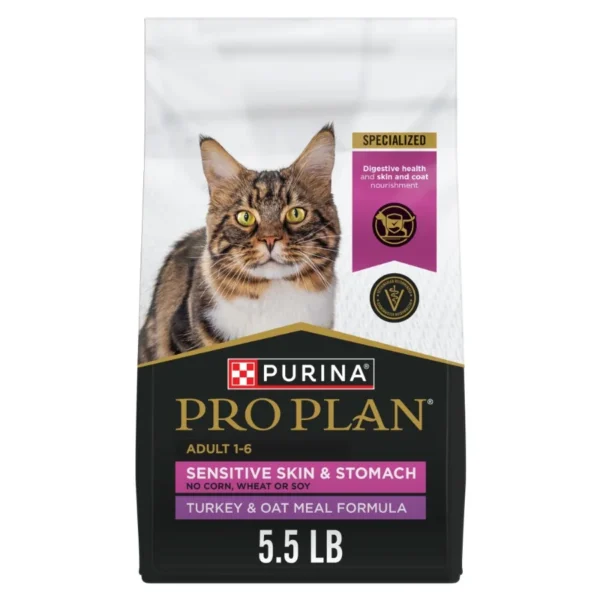 Cat Food Sensitive Skin and Stomach Turkey and Oatmeal Dry Formula 5.5 lb Bag