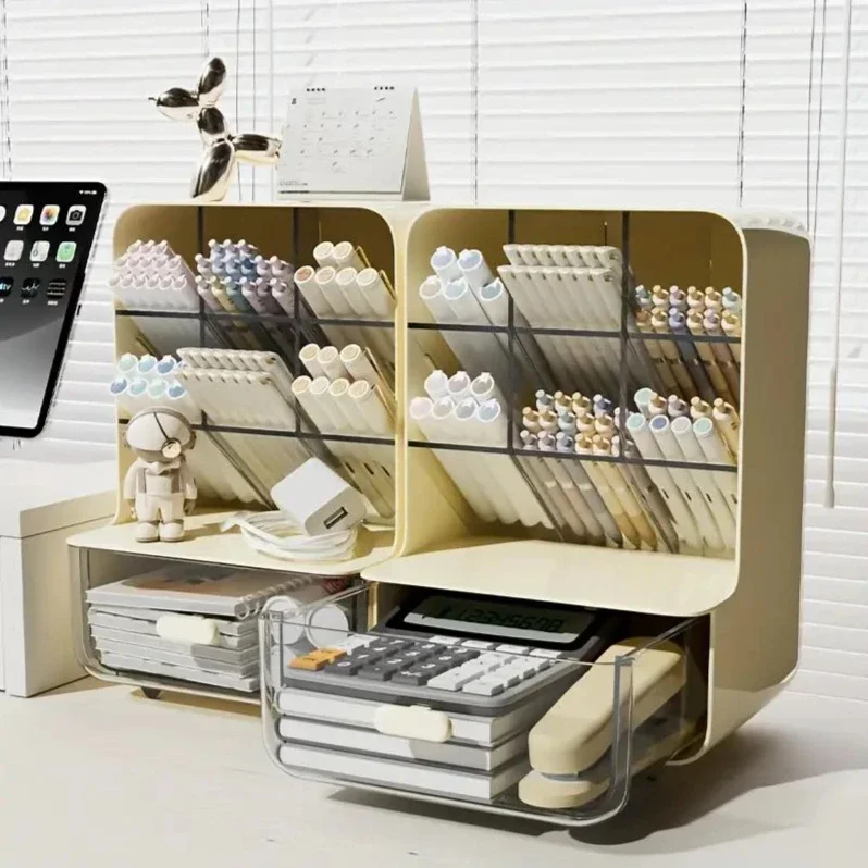 kf-S5a28006bedc8409286dbee1135c6240al.webp Multi-Layer Desk Organizer Large Capacity Office Accessories Slanted Insert Pencil Holder Storage Box Stationery Supplies School - Image 1