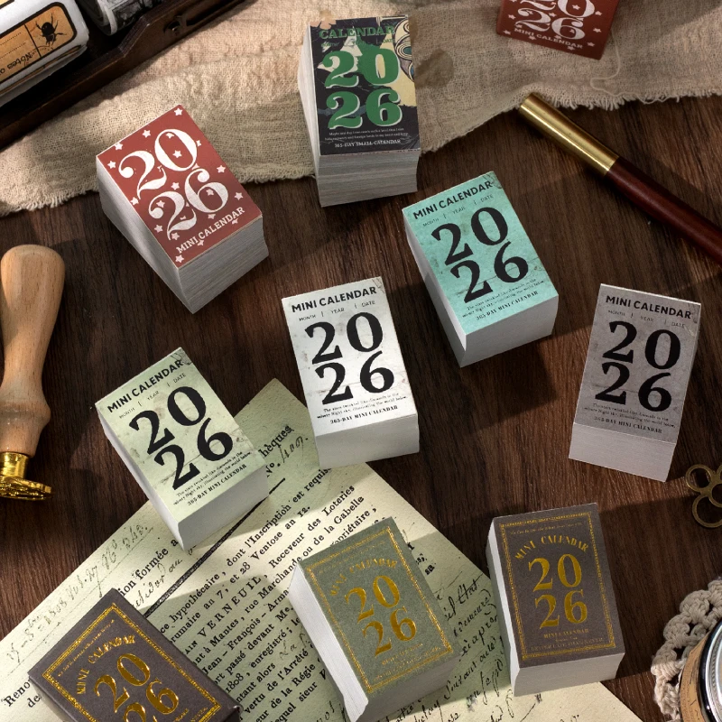 kf-S72cb487604d0468480aeacc3a543c1d5u.webp Vintage Mini Calendar 2026 Cute 365days Calendar School Office Supplies Stationery Planner Schedule Memo Paper - Image 1