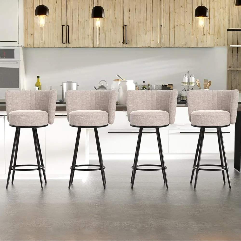 kf-Sb766ca4c2eab4fda8f14cca764cfc0c71.webp Bar Stools Set of 4, 27 Tufted Modern Counter Height Bar stools, Upholstered Barstools with Back & Footrest Metal Legs, Stools f - Image 1