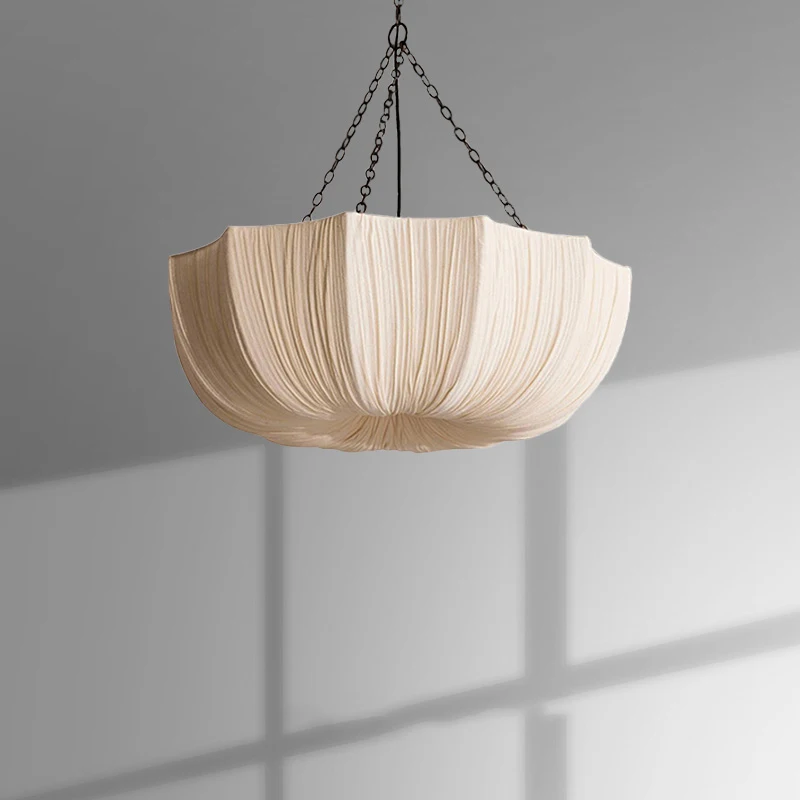 kf-Sd645df549c0045b5a30cbf3954103f09C.webp Nordic Minimalist Wabi Sabi Fabric Chandelier Living Dining Room Bedroom Pendant Lamp Lustre RestaurantBar Hanging Light Fixture - Image 1