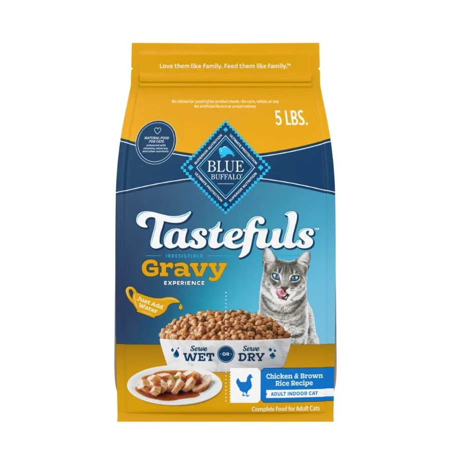 kf-Sda0e0051312541988969507b43050f0eX.webp Tastefuls Irresistible Gravy Indoor Adult Dry Cat Food with Chicken Flavor 5lb Bag High-Protein Formula for Healthy Coat and Di - Image 1