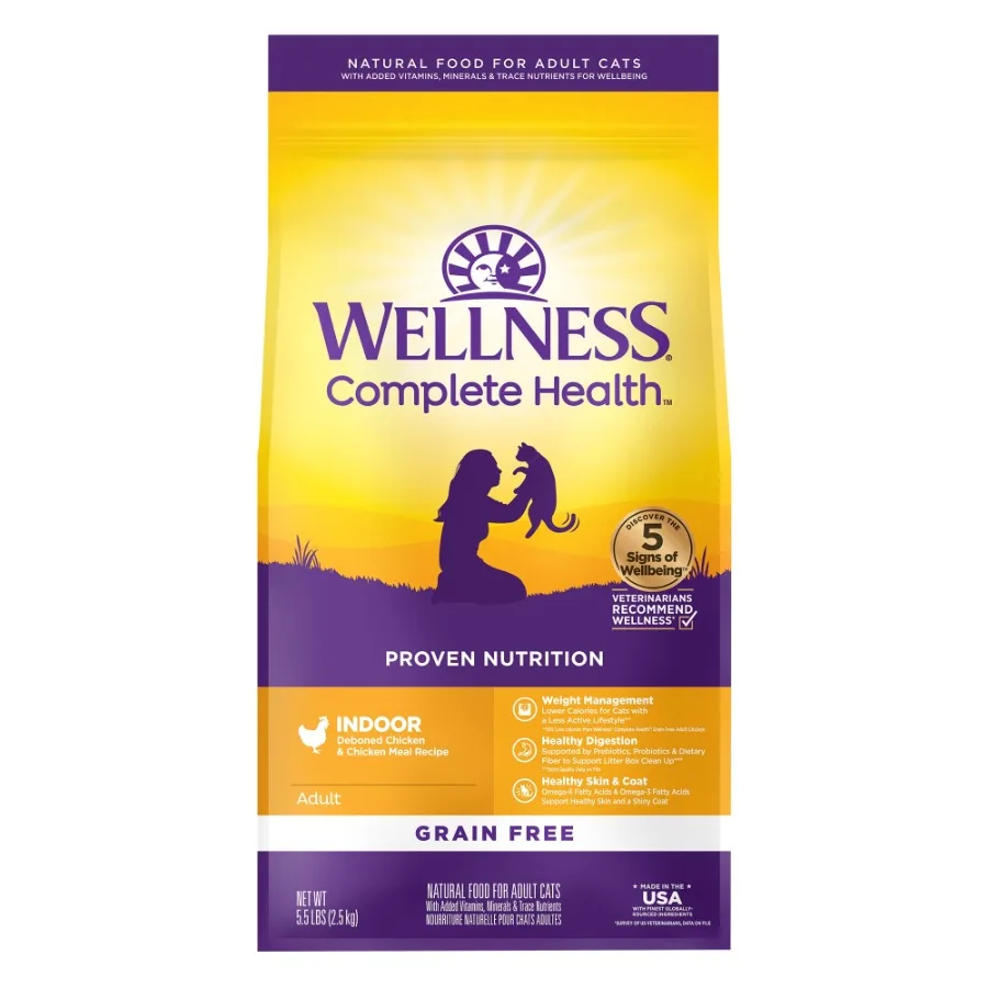 kf-Se67431f5f38e4a30ad084e4b118fc924o.webp Complete Health Adult Dry Cat Food for Indoor Cats Grain Free Natural Chicken Chicken Meal 5.5 Pound Bag - Image 1
